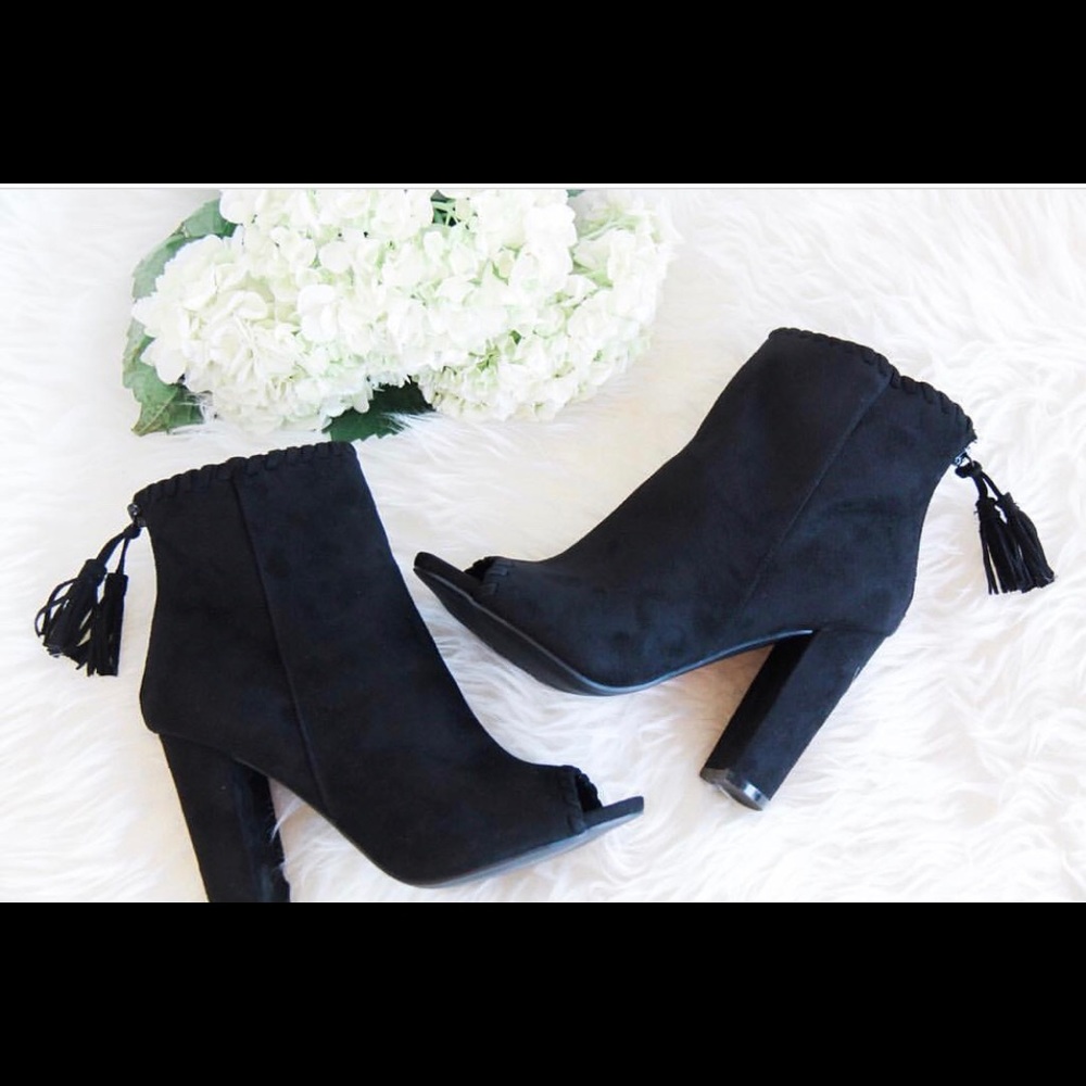 Black peep toe booties